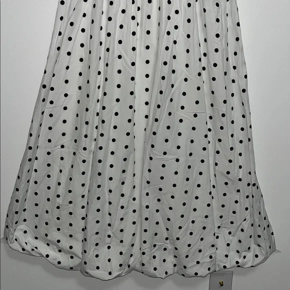 565. TULIPS CREATIONS polka dot Bubble hem  midi dress in White/black NWT - Picture 7 of 10